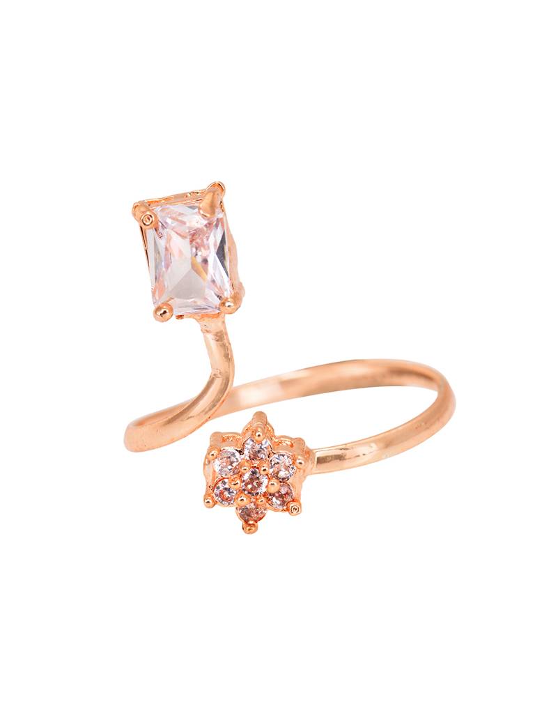 Rose Gold Plated Ad Studded Designer Jewellery Set Combo : SJNK1753