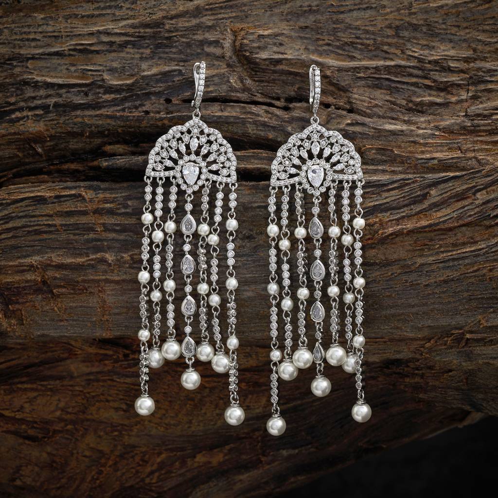 Kushal'S Fashion Jewellery Rhodium Plated Contemporary Drop Earrings - 420450 : 420450