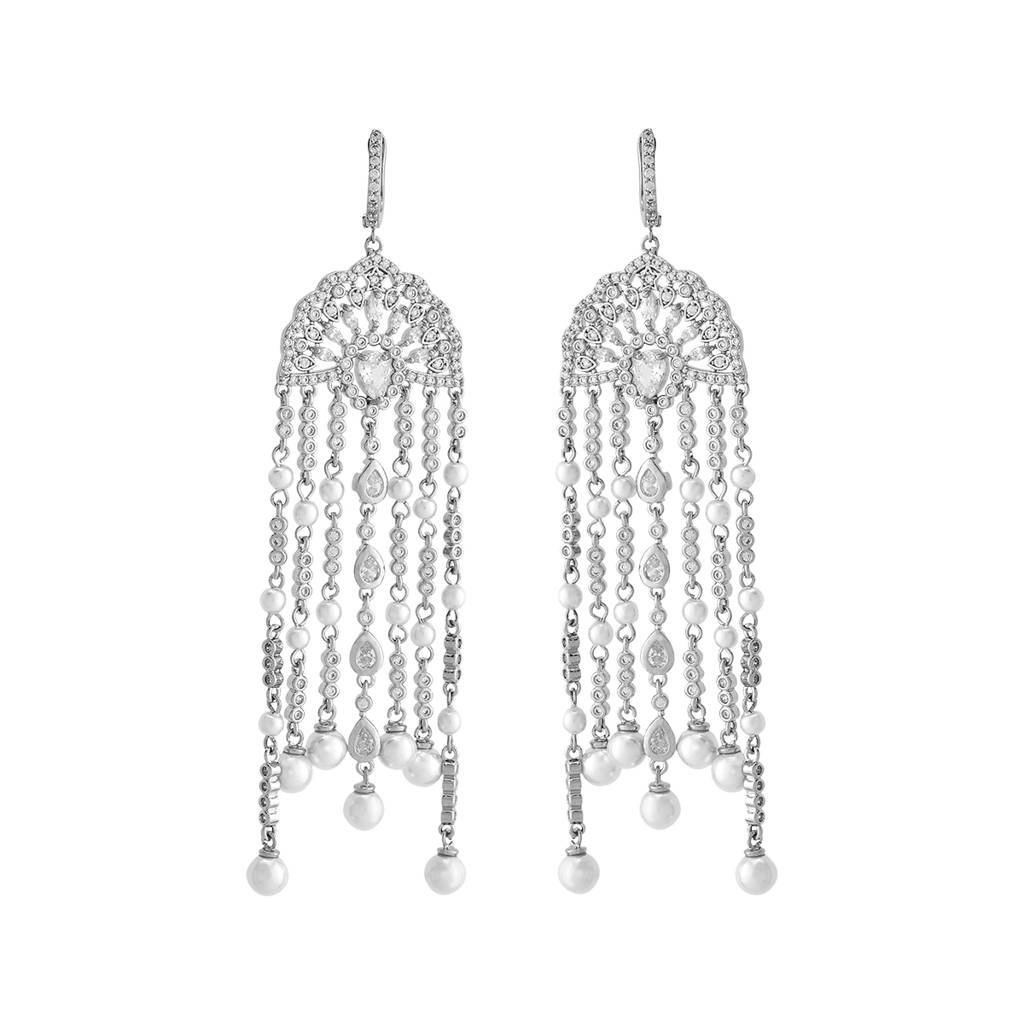 Kushal'S Fashion Jewellery Rhodium Plated Contemporary Drop Earrings - 420450 : 420450