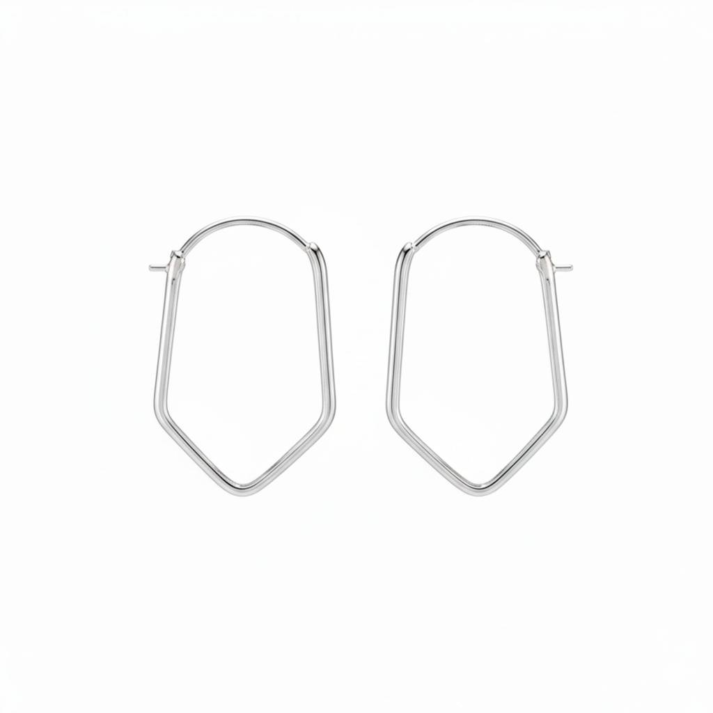 925 Sterling Silver Geometric Hoop Earrings : RJSPER70