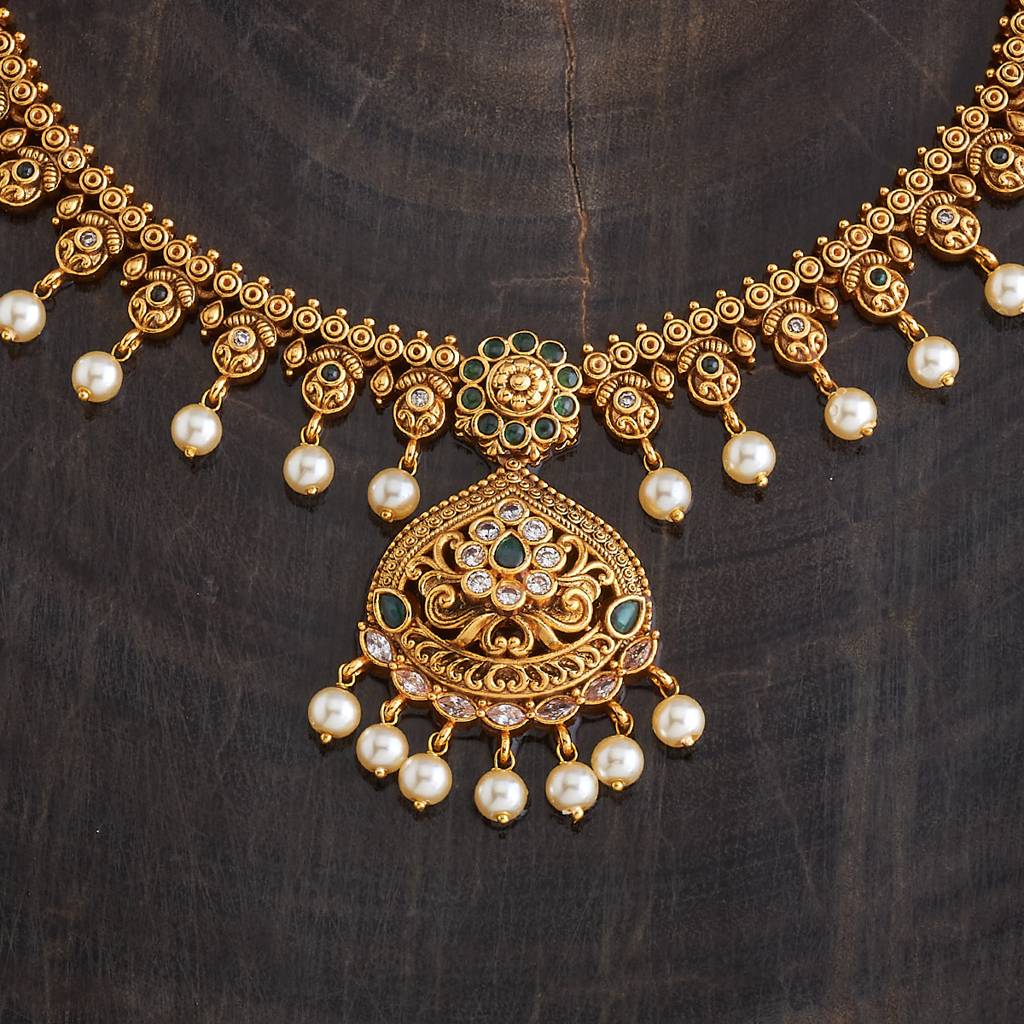 Kushal'S Fashion Jewellery Gold-Plated Ethnic Antique Jewellery Set - 175843 : 421490