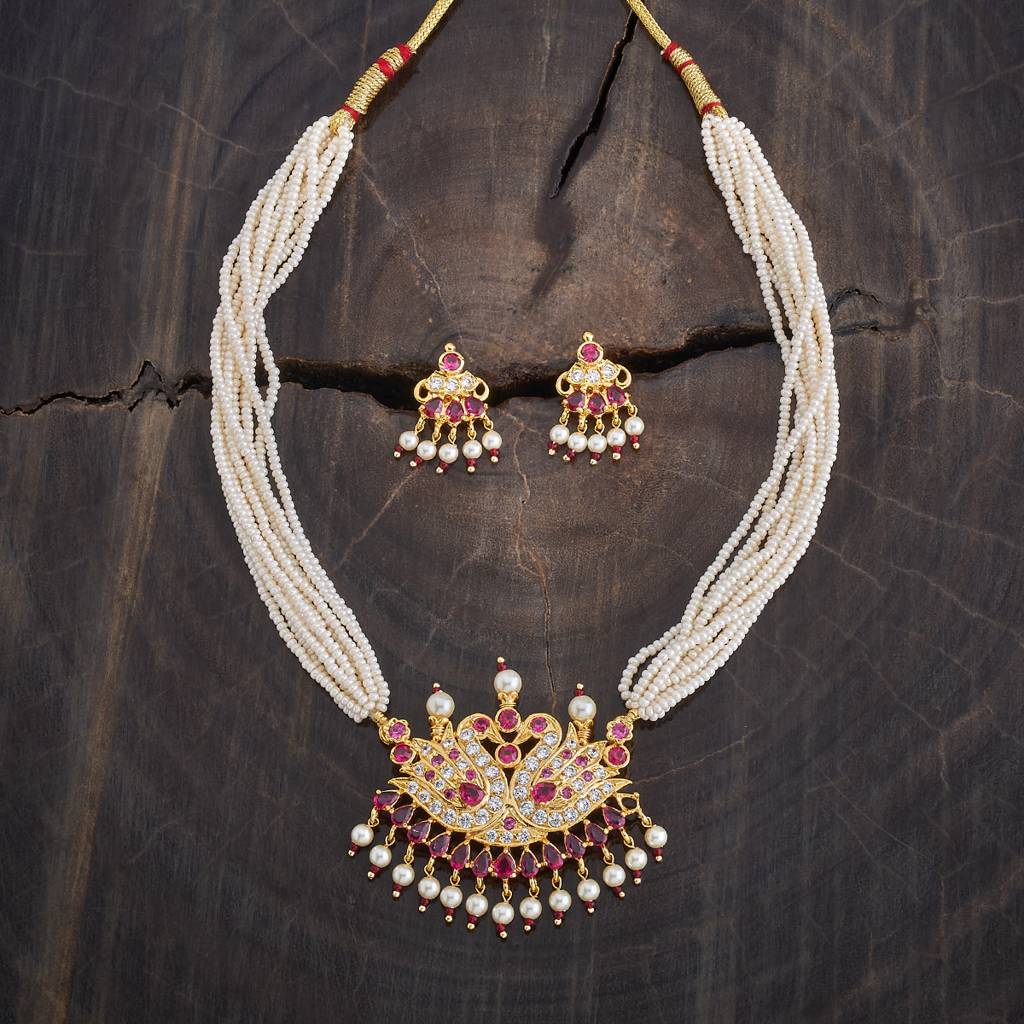 Kushal'S Fashion Jewellery Ruby Gold-Plated Ethnic Antique Jewellery Set - 421538 : 421538