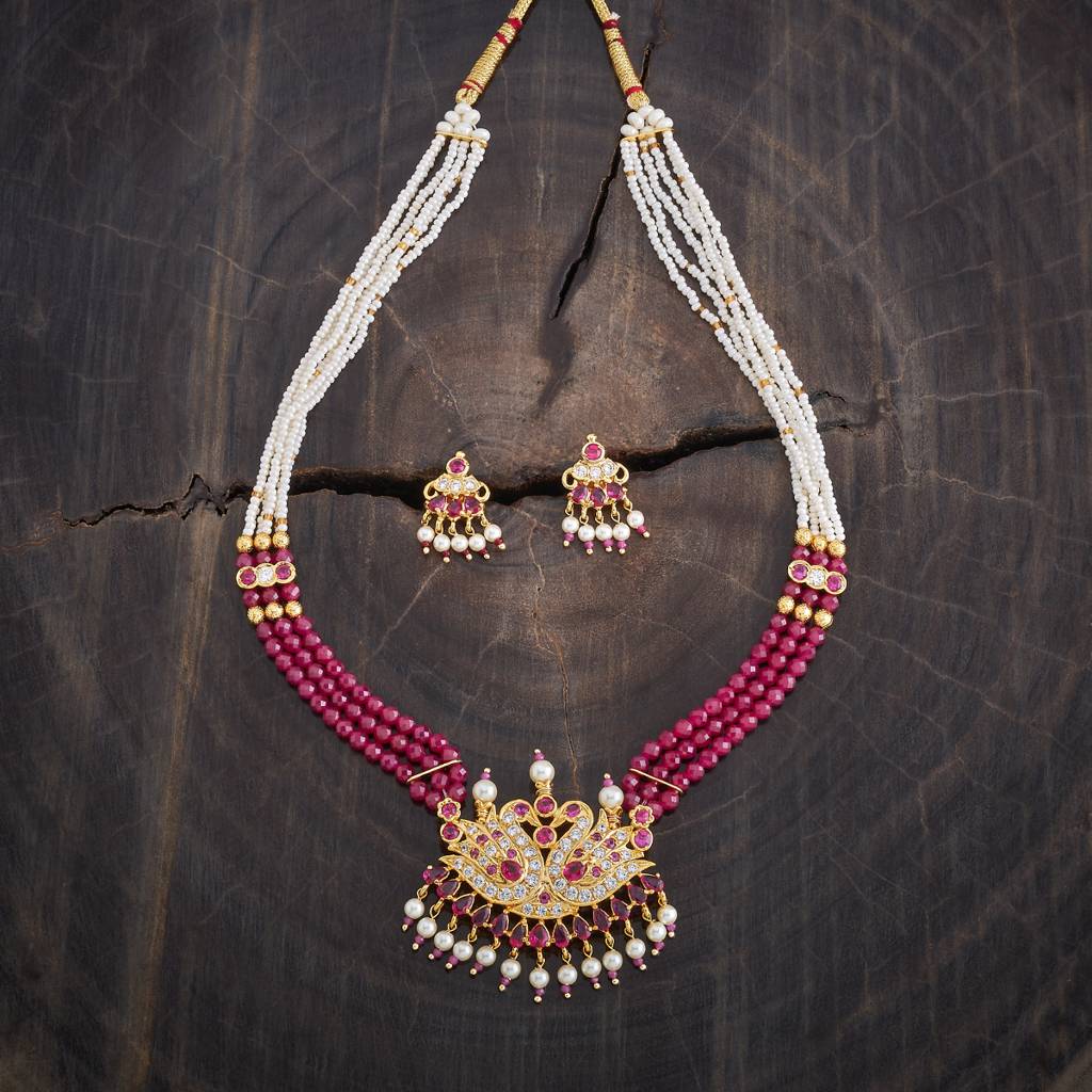 Kushal'S Fashion Jewellery Ruby Gold-Plated Ethnic Antique Jewellery Set - 421568 : 421568