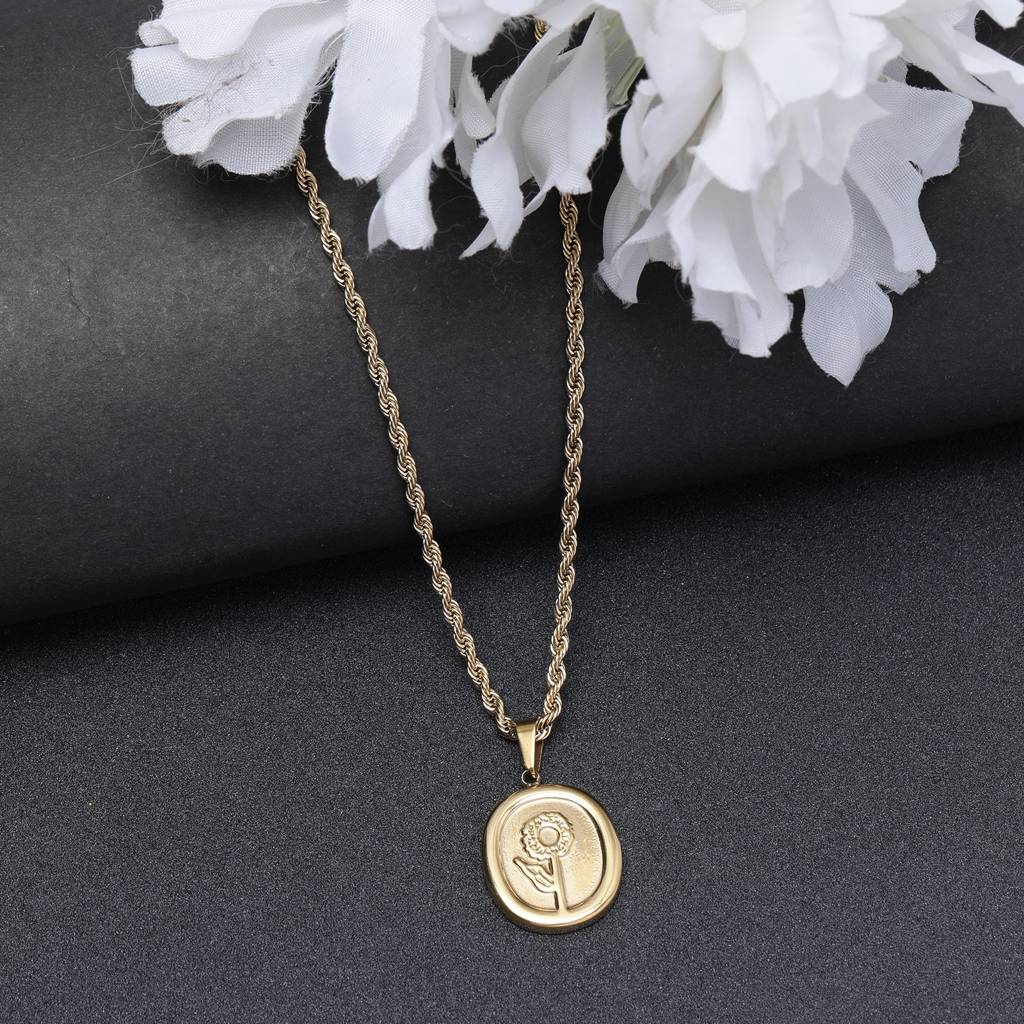 Urban Luxe 18K Gold Plated Earrings : VintageSunflower18kGold-PlatedNecklace