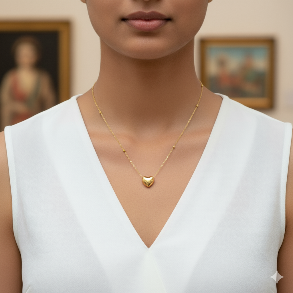 18K Gold Plated Heart Pendant Necklace : RJFSPN01