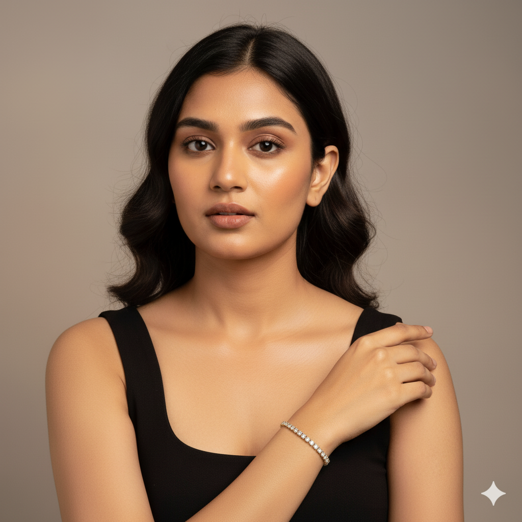 18K Gold Plated Classic Zircon Tennis Bracelet : RJFSBR01