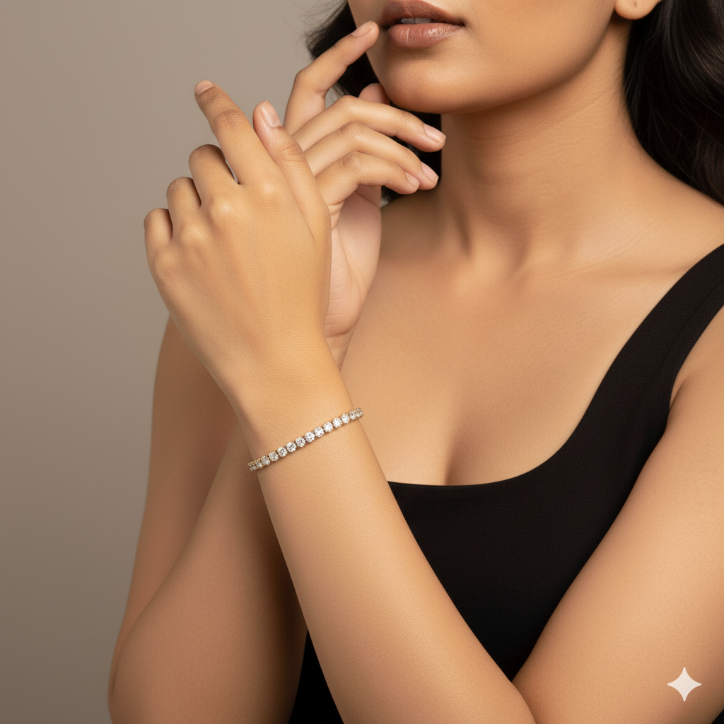 18K Gold Plated Classic Zircon Tennis Bracelet : RJFSBR01