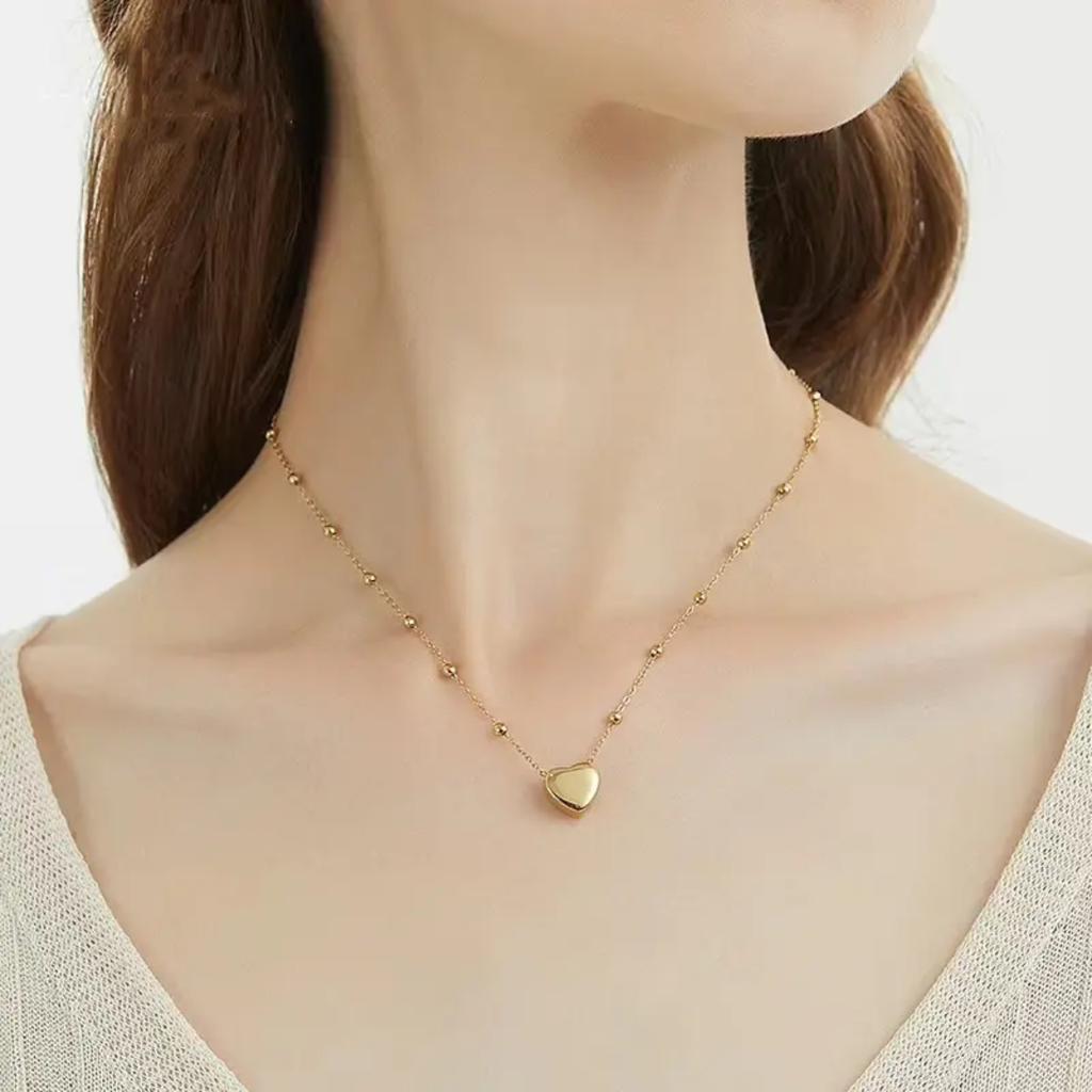 18K Gold Plated Heart Pendant Necklace : RJFSPN01