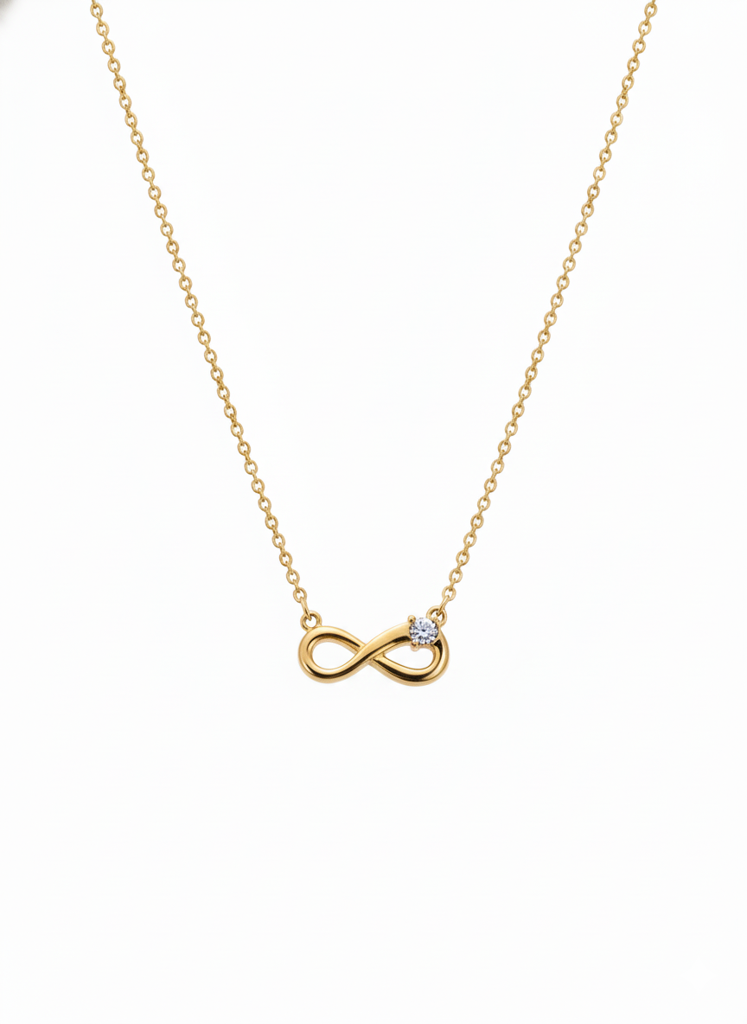18K Gold Plated Infinity Pendant Necklace : RJFSPN03