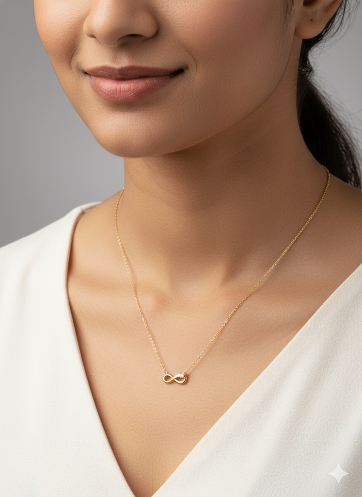 18K Gold Plated Infinity Pendant Necklace : RJFSPN03