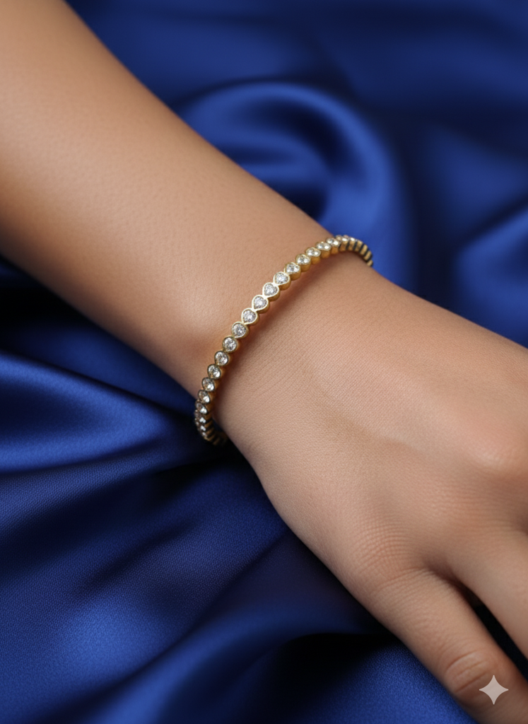 18K Gold Plated Zircon Bangle Bracelet : RJFSBR09