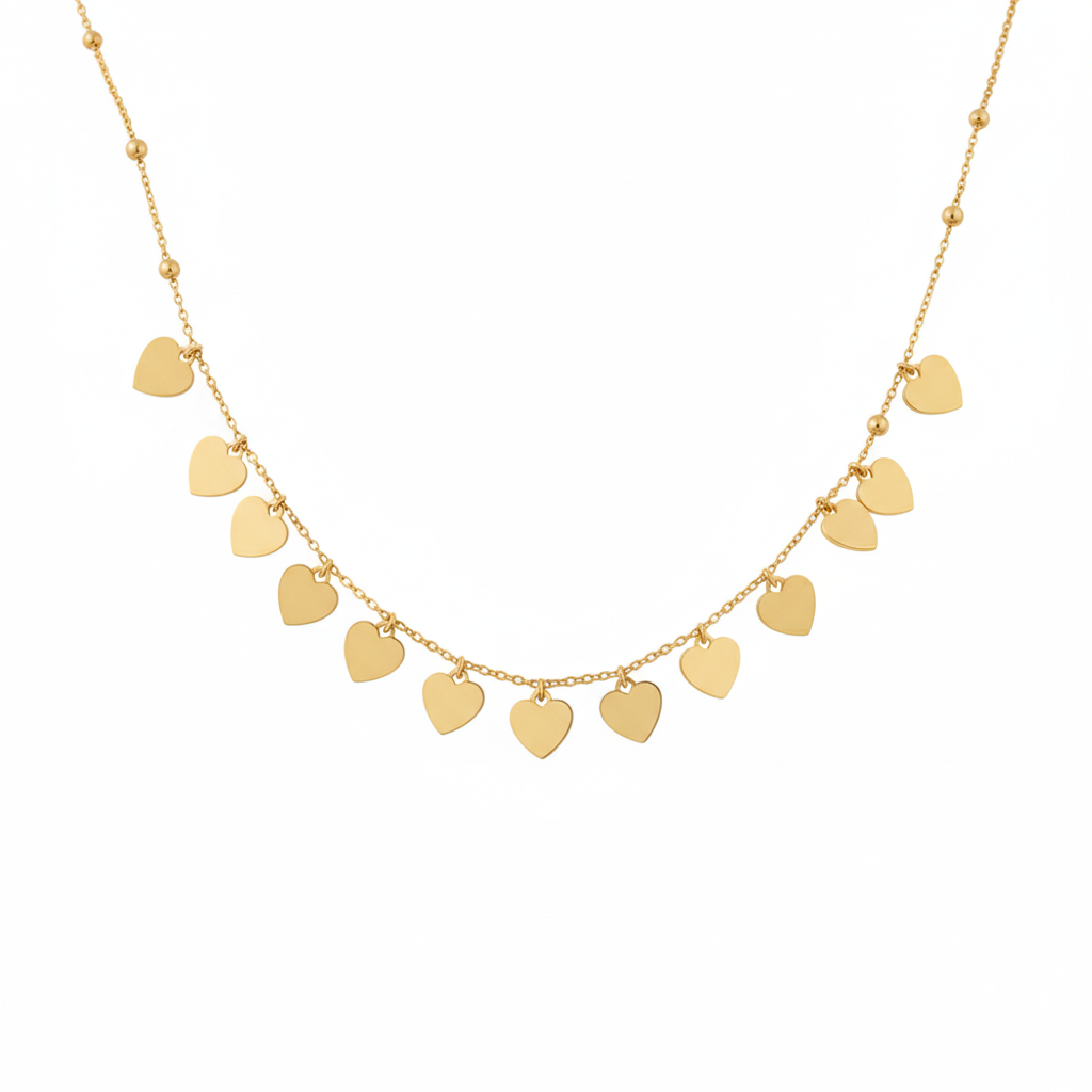 18K Gold Plated Heart Charm Necklace : RJFSPN05