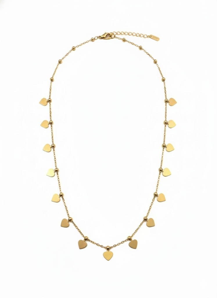 18K Gold Plated Heart Charm Necklace : RJFSPN05