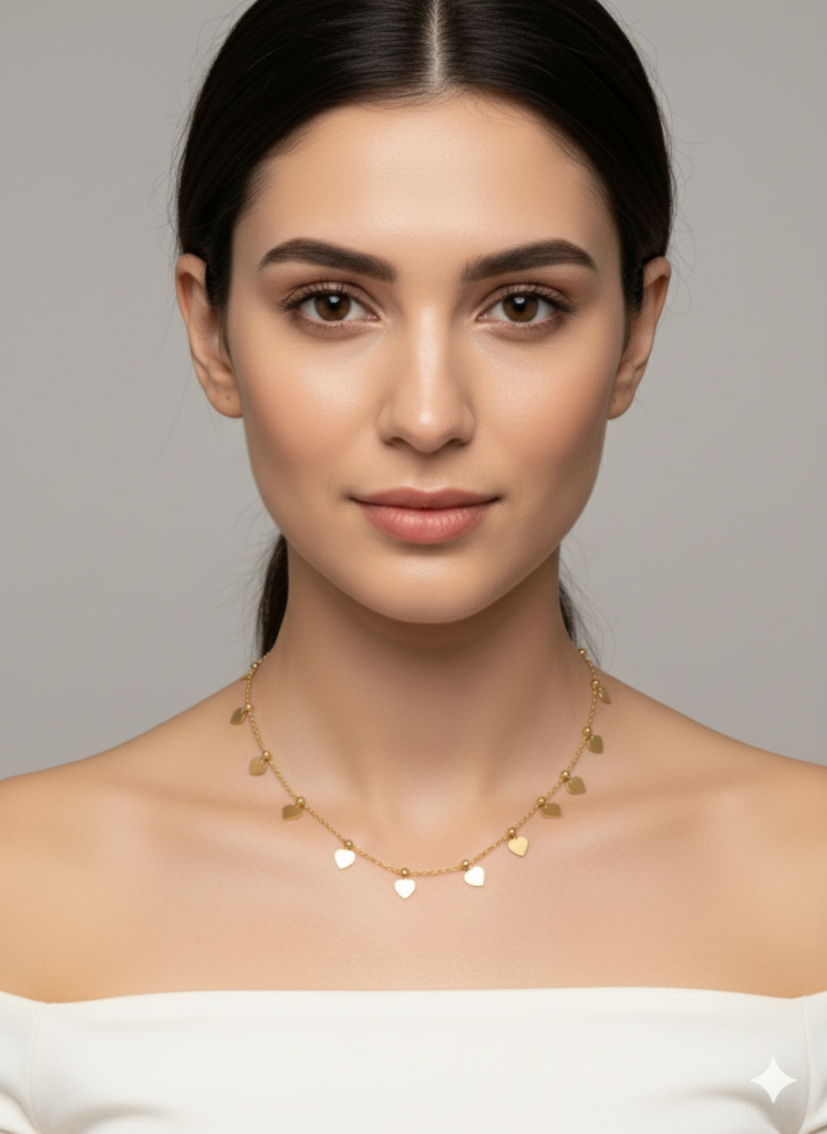 18K Gold Plated Heart Charm Necklace : RJFSPN05