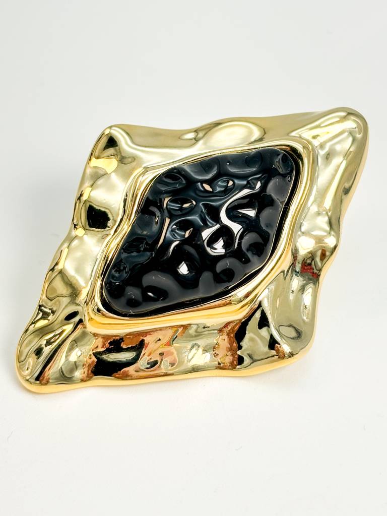 Vintage Charm Black And Gold Star Earrings : E0029