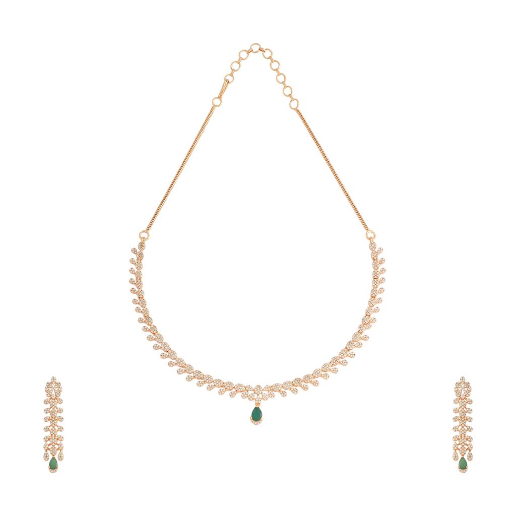 Kushal'S Fashion Jewellery Gold-Plated Party Zircon Jewellery Set - 176300 : 422382