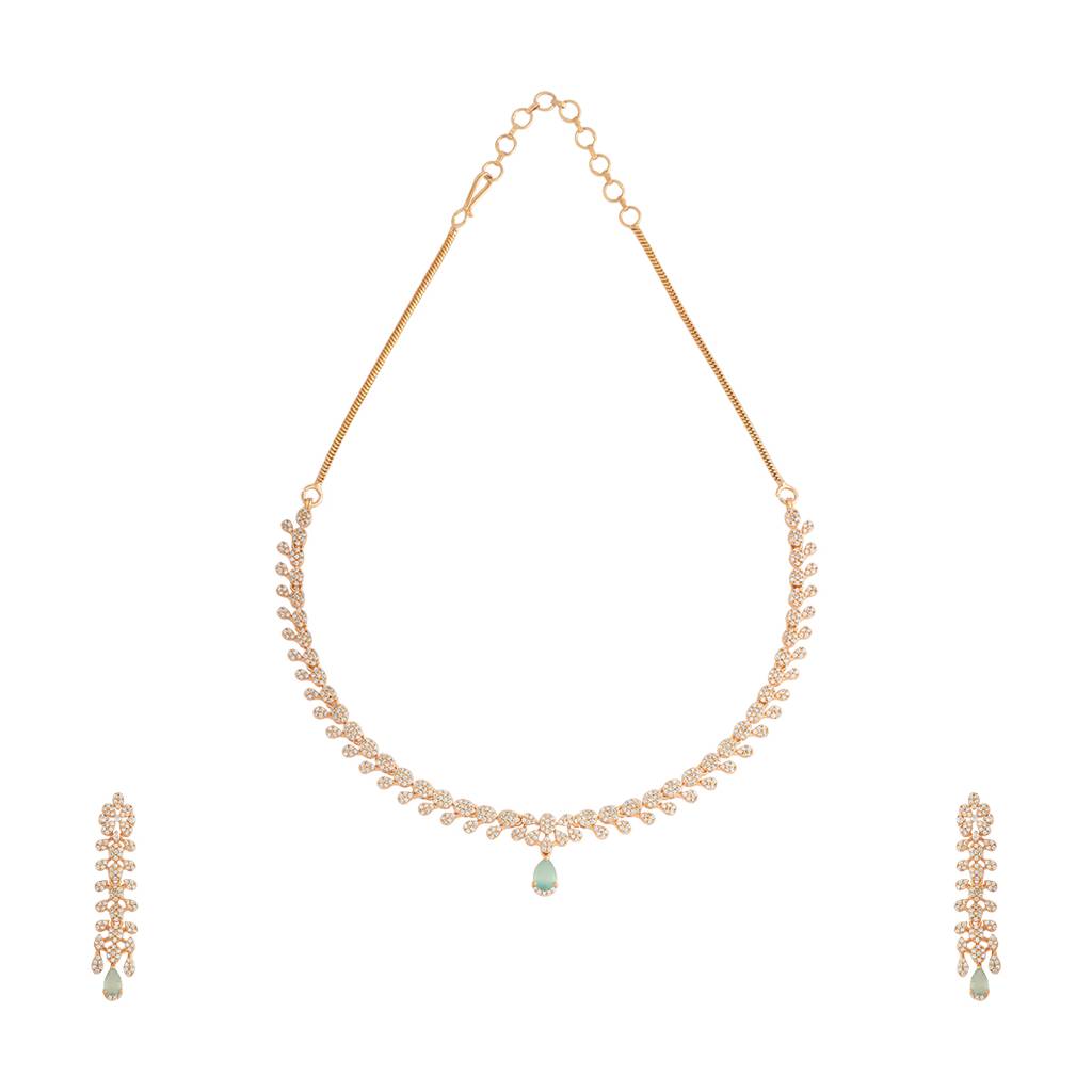 Kushal'S Fashion Jewellery Gold-Plated Party Zircon Jewellery Set - 176300 : 422385