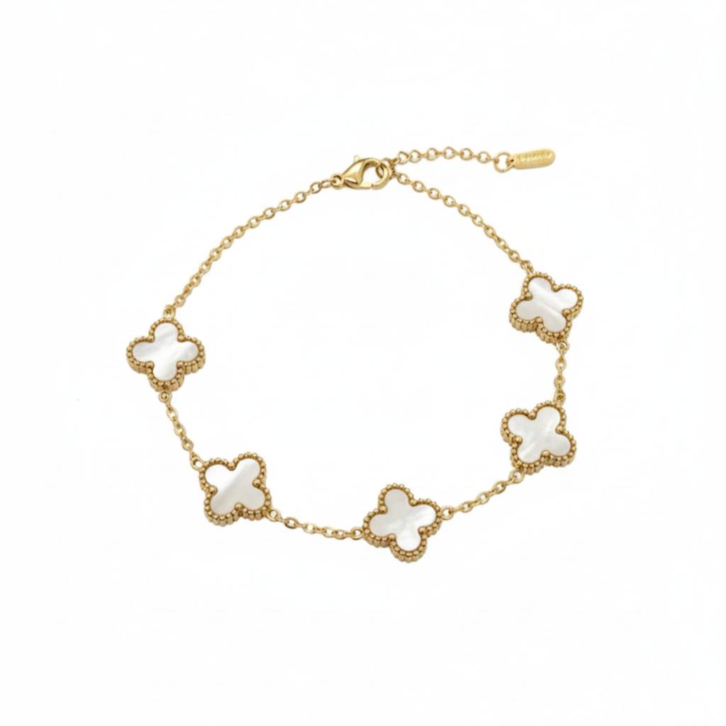 18K Gold Plated Clover Motif Bracelet : RJFSBR21