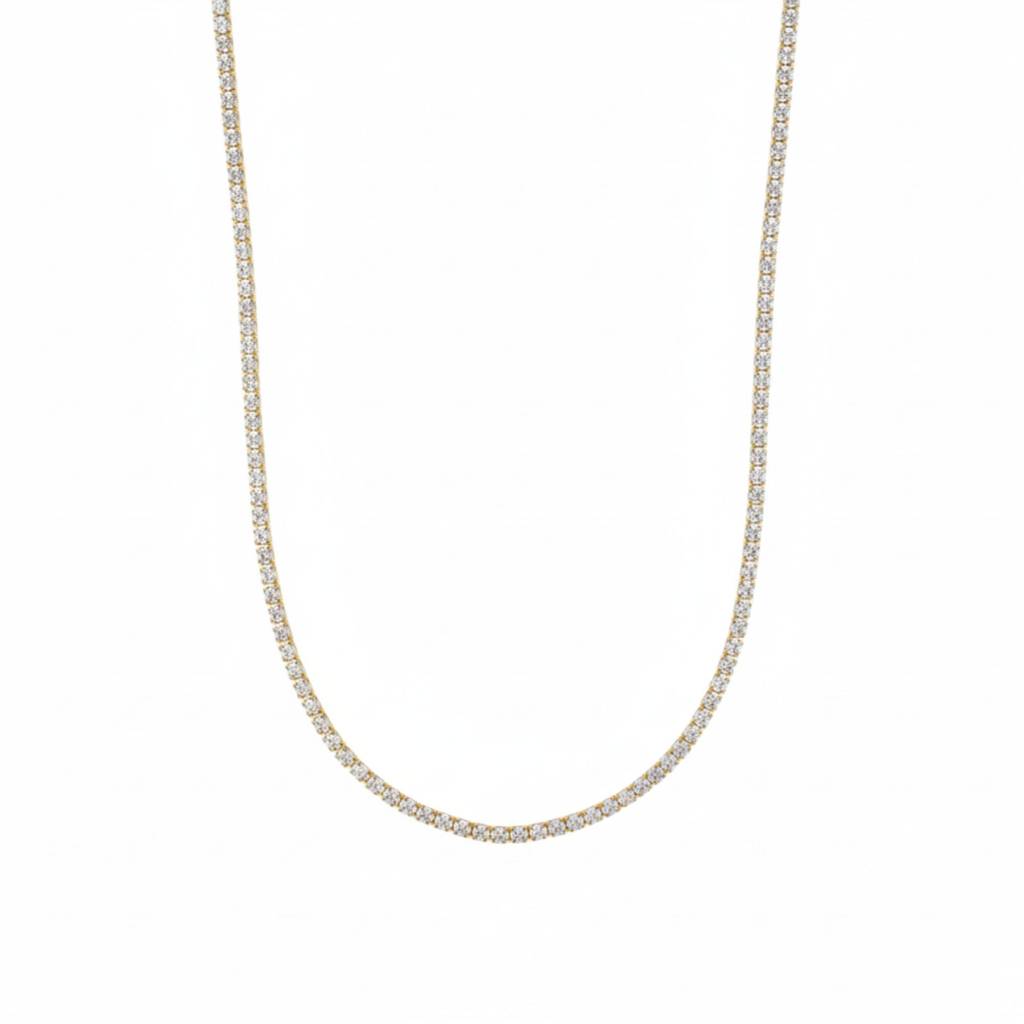 18K Gold Plated Zircon Tennis Necklace : RJFSPN46