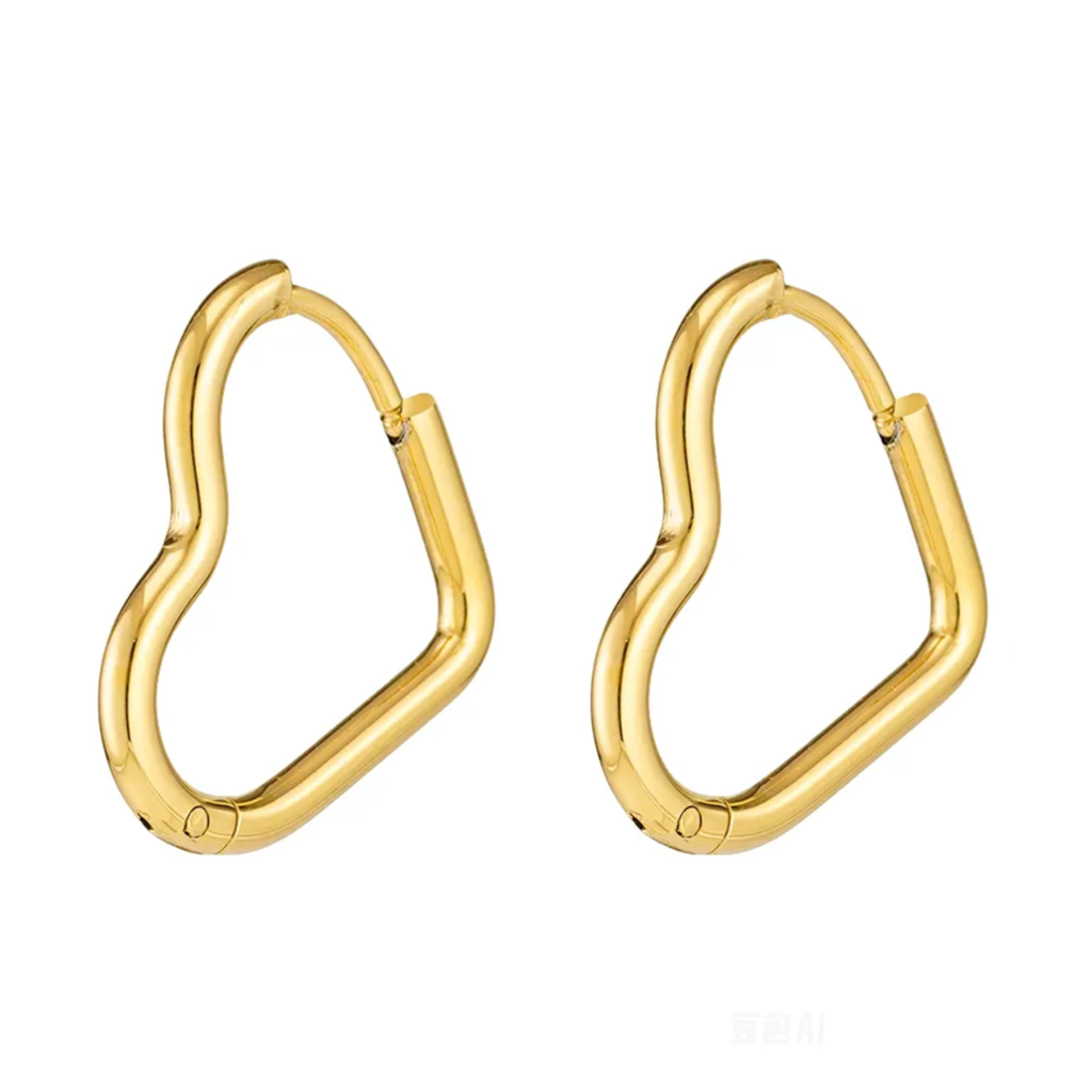 18K Gold Plated Abstract Heart Hoop Earrings : RJFSER39