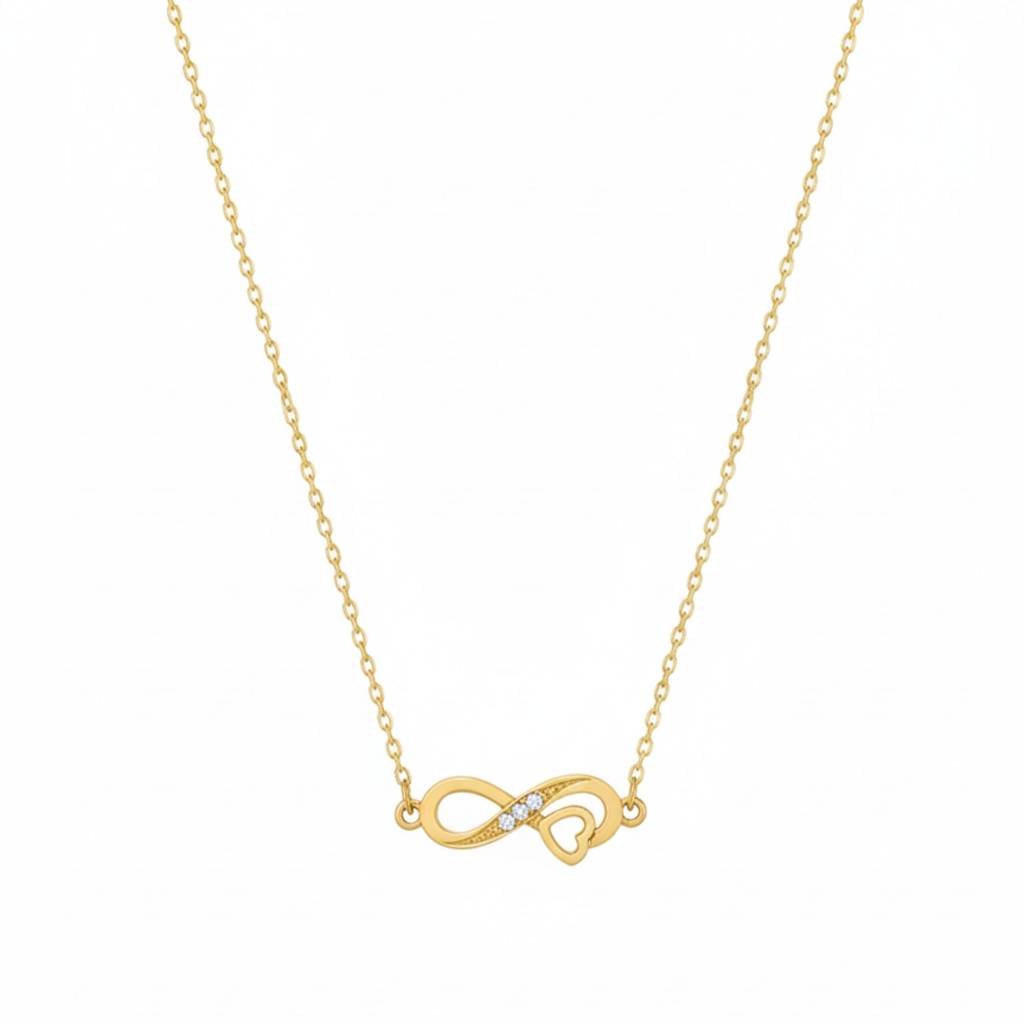 18K Gold Plated Infinity Heart Zircon Necklace : RJFSPN40