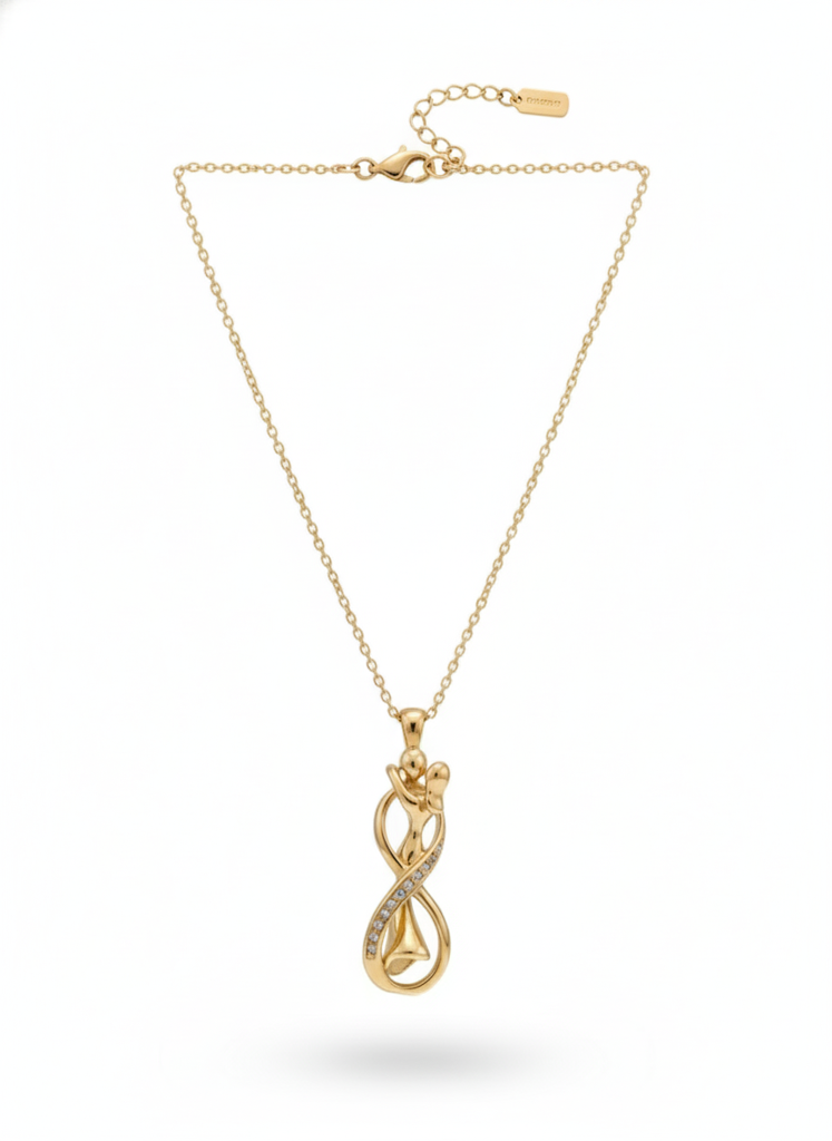 18K Gold Plated Infinity Family Pendant Necklace : RJFSPN33
