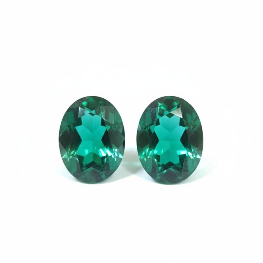 18K Gold Plated Oval Green Zircon Stud Earrings : RJFSER22