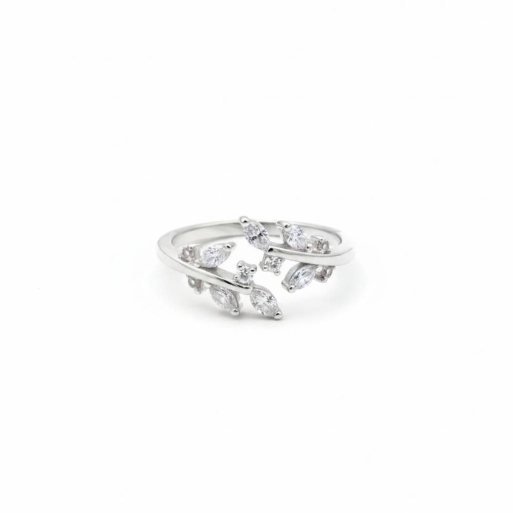 925 Sterling Silver Leaf Vine Cz Ring : RJSPRG65