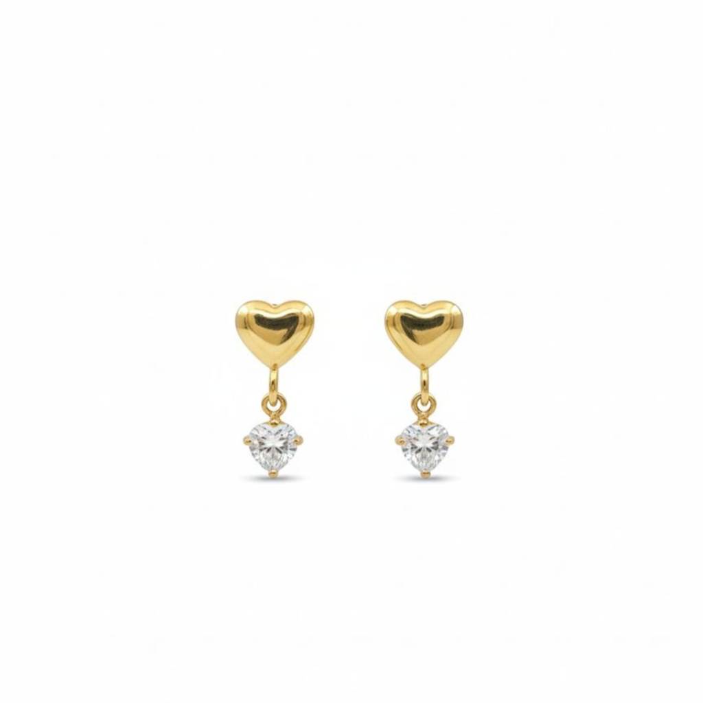 18K Gold Plated Mini Heart Solitaire Earrings : RJFSER56