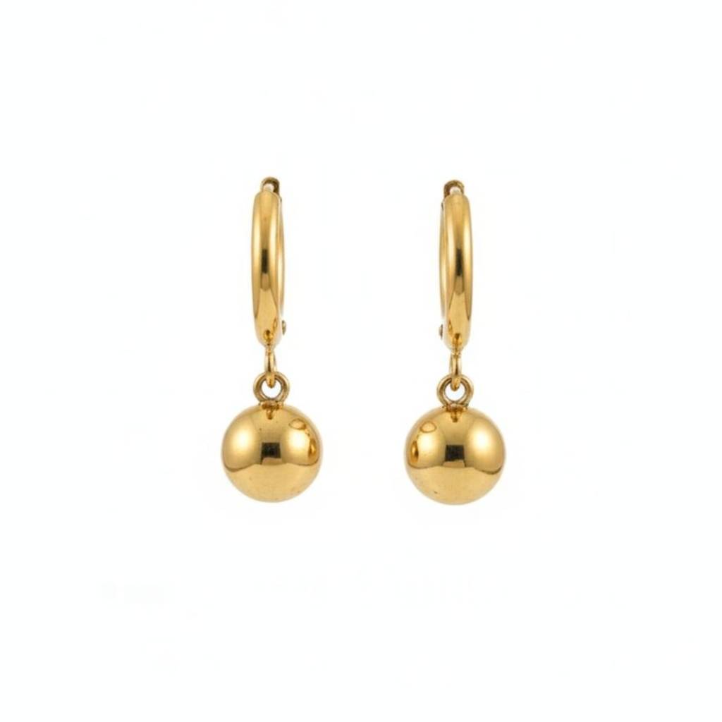 18K Gold Plated Sphere Dangle Earrings : RJFSER55