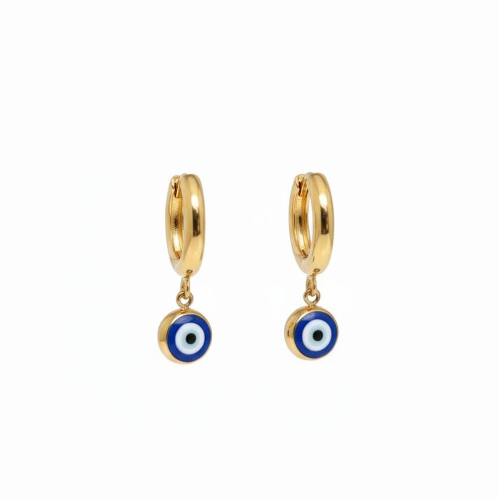 18K Gold Plated Evil Eye Dangler Earrings : RJFSER51