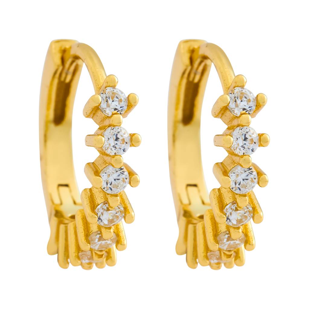 Kushal'S Fashion Jewellery 92.5 Pure Silver Gold-Plated Cz Stone Studded Hoop Earrings - 422905 : 422905