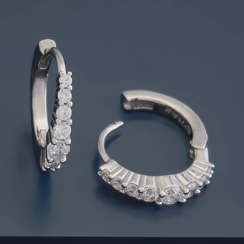 Kushal'S Fashion Jewellery 92.5 Pure Silver Circular Hoop Earrings - 422915 : 422915