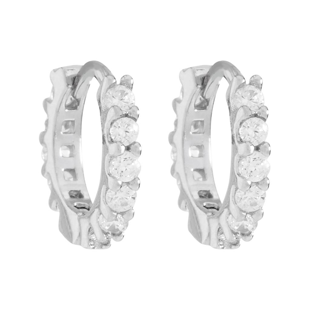 Kushal'S Fashion Jewellery 92.5 Pure Silver Rhodium-Plated Cz Stone Studded Hoop Earrings - 422927 : 422927