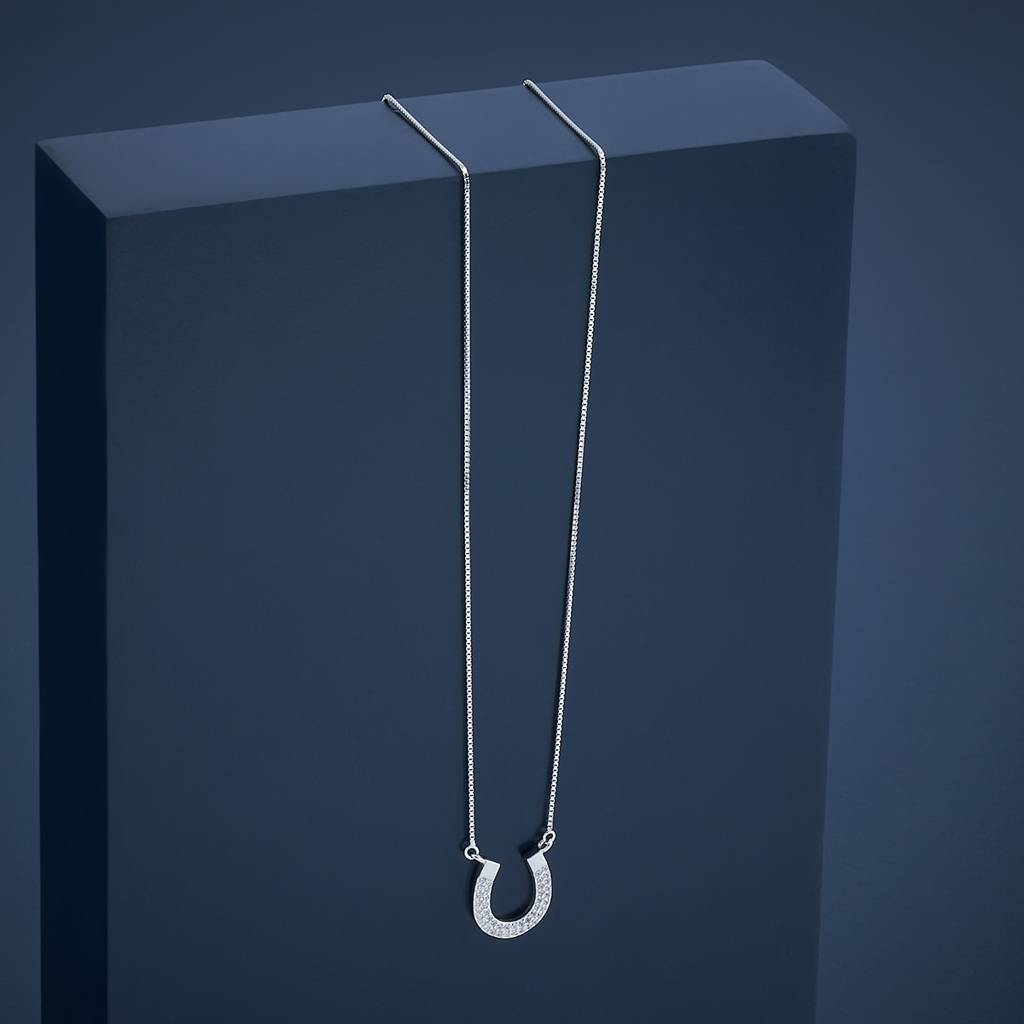 Kushal'S Fashion Jewellery Rhodium Plated 92.5 Pure Silver Cubic Zirconia Necklace - 423090 : 423090
