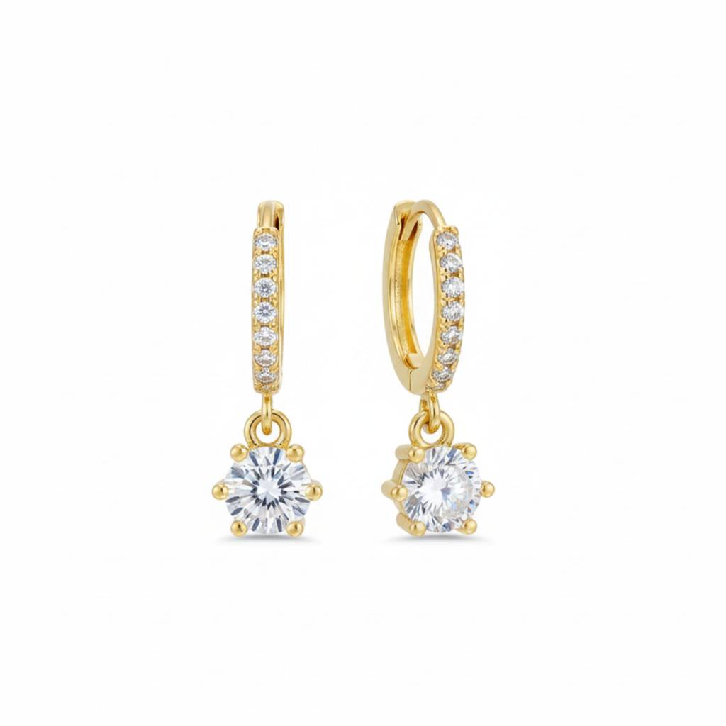 18K Gold Plated Pavã© Zircon Hoop Earrings : RJFSER63