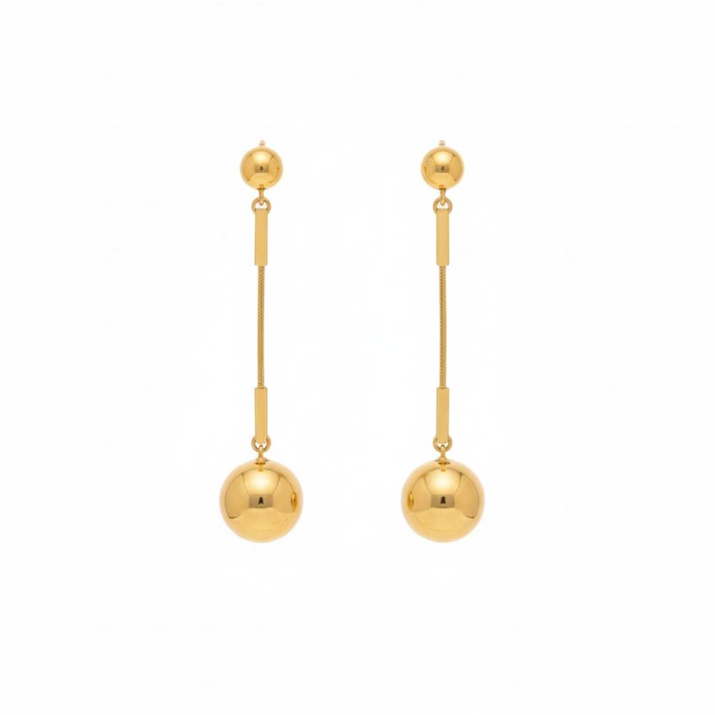 18K Gold Plated Long Ball Drop Earrings : RJFSER64