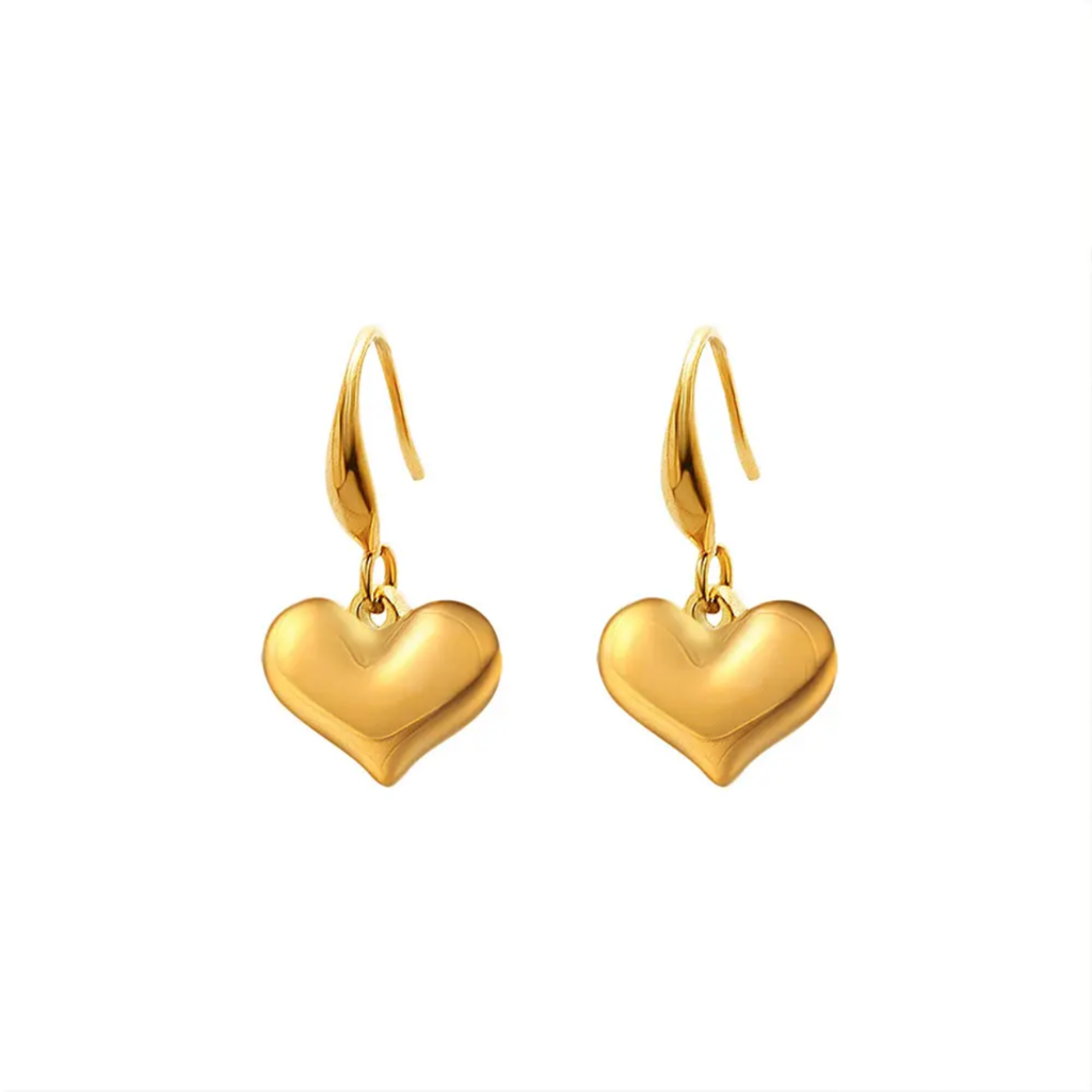 18K Gold Plated Mini Heart Hoop Earrings : RJFSER67