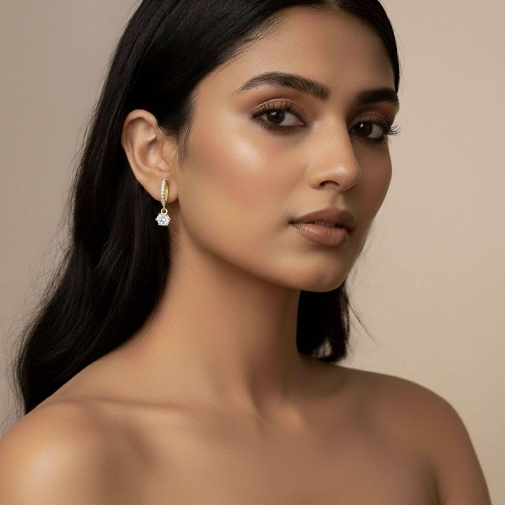 18K Gold Plated Pavã© Zircon Hoop Earrings : RJFSER63