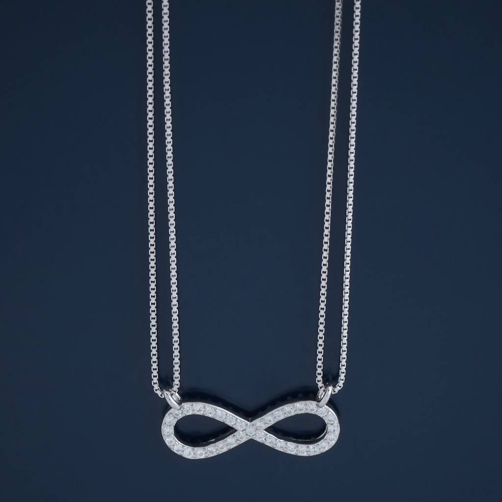 Kushal'S Fashion Jewellery 92.5 Pure Silver-Plated Cubic Zirconia Studded Chain : 423257