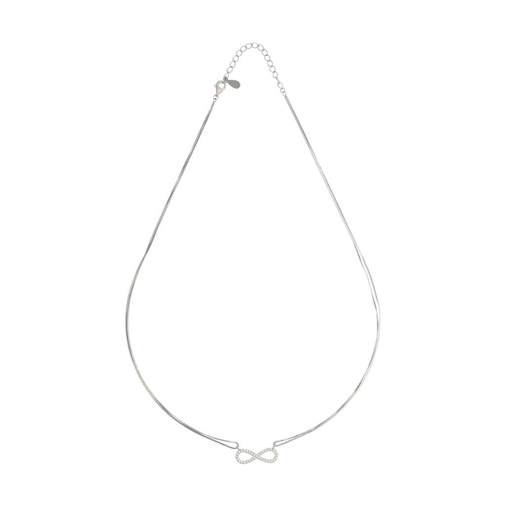 Kushal'S Fashion Jewellery 92.5 Pure Silver-Plated Cubic Zirconia Studded Chain : 423257