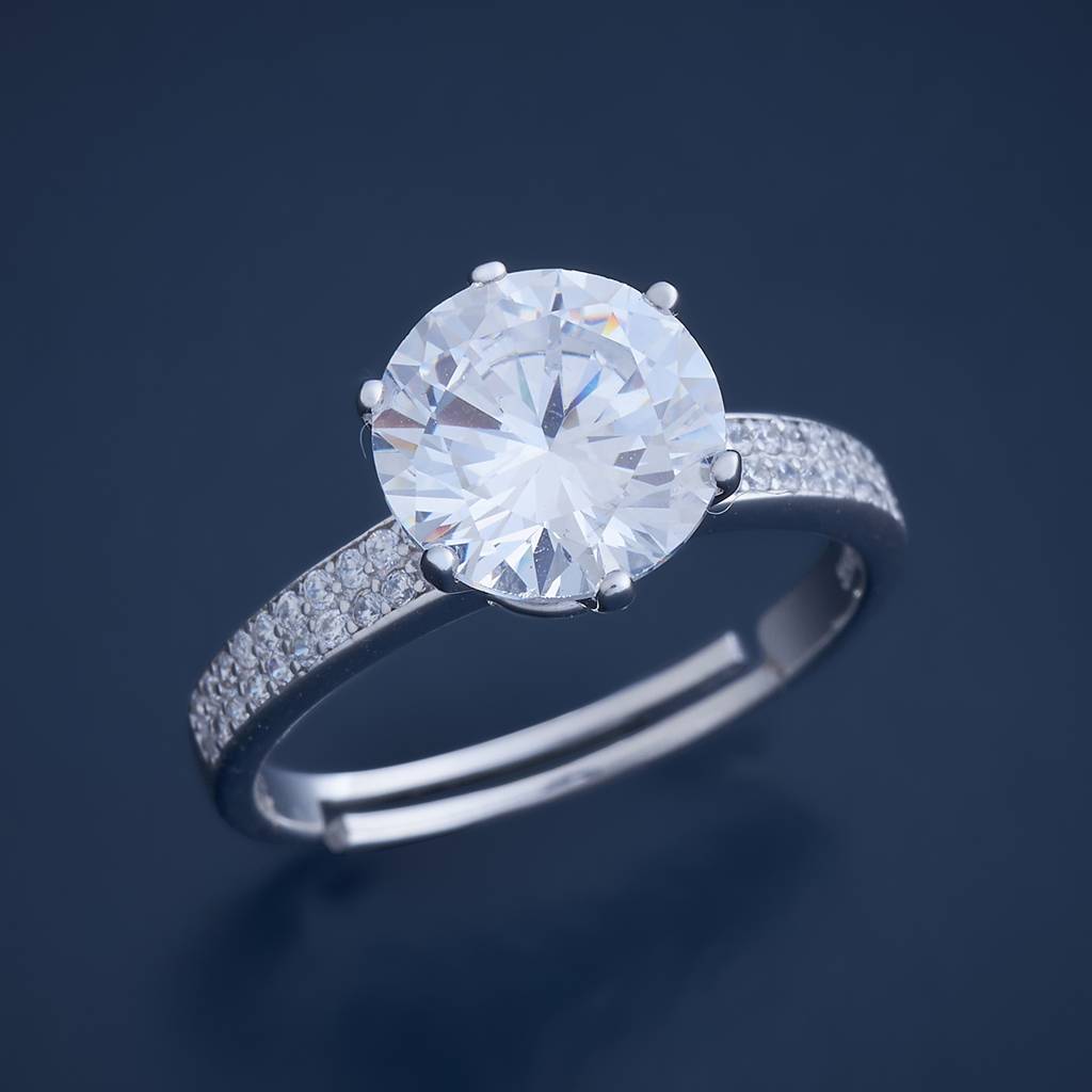 Kushal'S Fashion Jewellery 92.5 Pure Silver Rhodium-Plated Cz Studded Adjustable Ring : 423561
