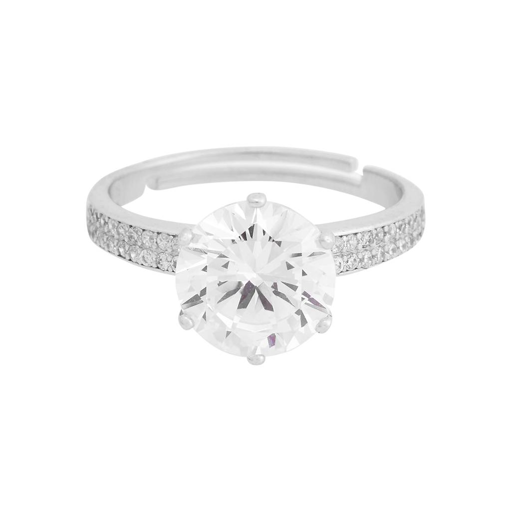 Kushal'S Fashion Jewellery 92.5 Pure Silver Rhodium-Plated Cz Studded Adjustable Ring : 423561