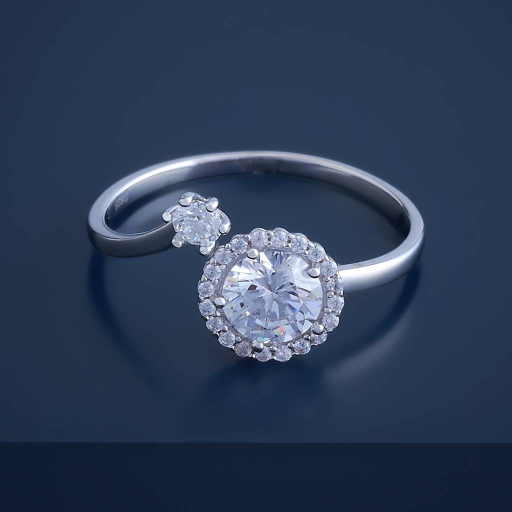 Kushal'S Fashion Jewellery 92.5 Pure Silver Rhodium-Plated Studded Finger Ring : 423517