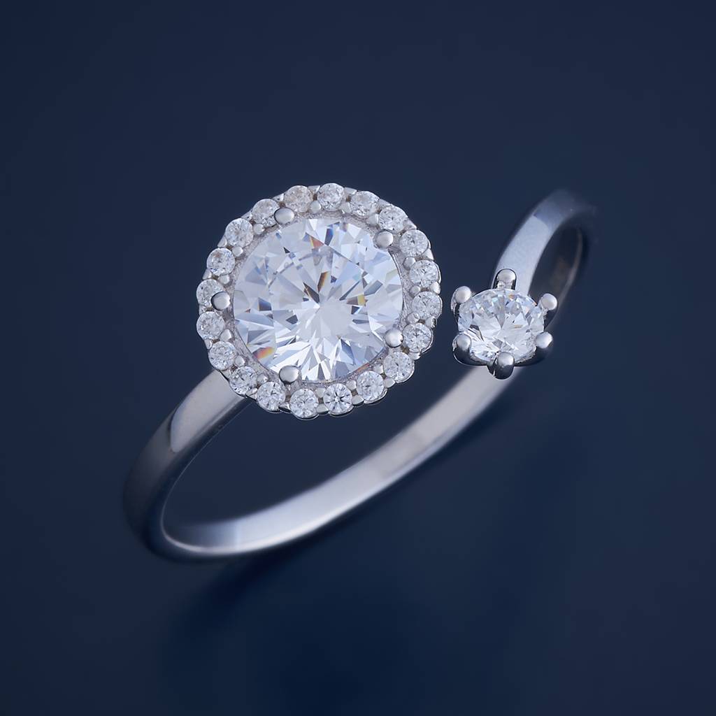 Kushal'S Fashion Jewellery 92.5 Pure Silver Rhodium-Plated Studded Finger Ring : 423517