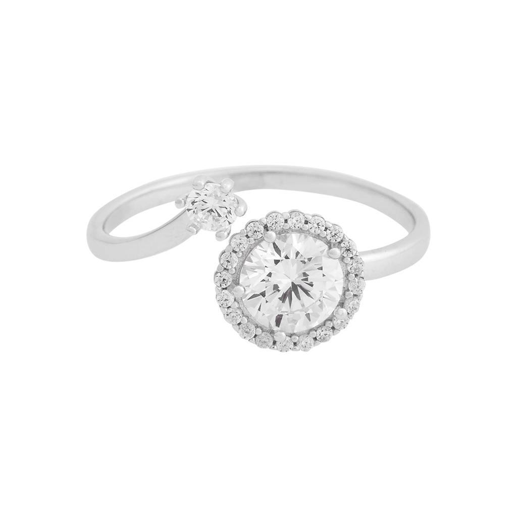 Kushal'S Fashion Jewellery 92.5 Pure Silver Rhodium-Plated Studded Finger Ring : 423517