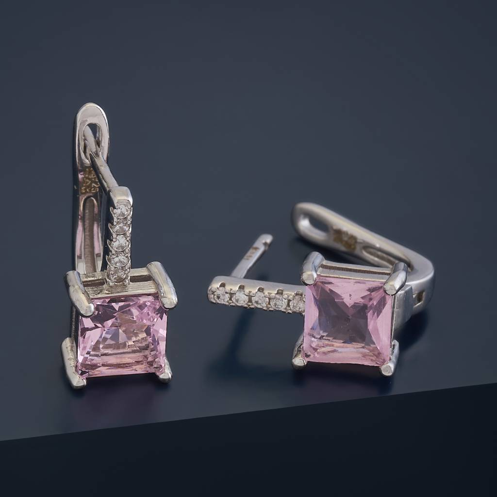 Kushal'S Fashion Jewellery 92.5 Pure Silver Rhodium-Plated Cz Stone Studded Hoop Earrings - 423670 : 423670