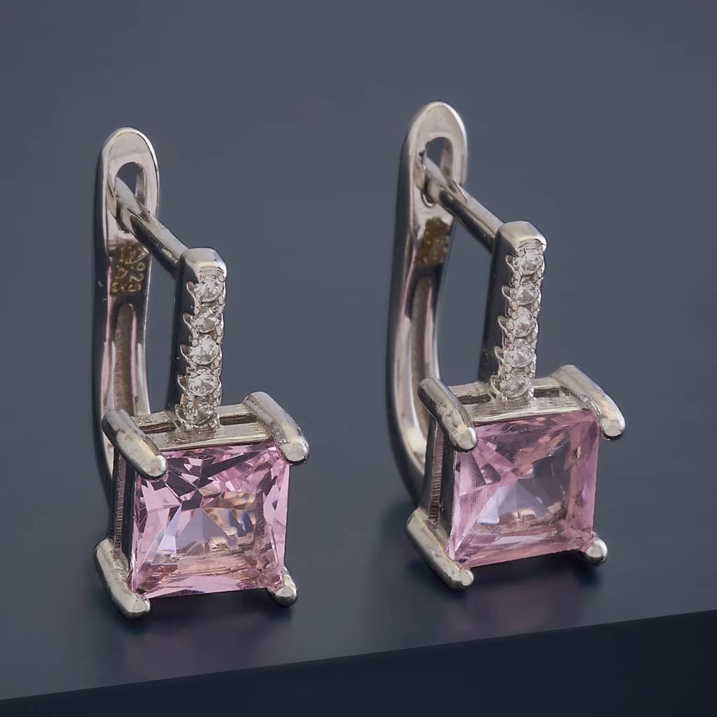 Kushal'S Fashion Jewellery 92.5 Pure Silver Rhodium-Plated Cz Stone Studded Hoop Earrings - 423670 : 423670