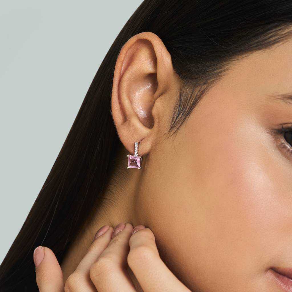 Kushal'S Fashion Jewellery 92.5 Pure Silver Rhodium-Plated Cz Stone Studded Hoop Earrings - 423670 : 423670