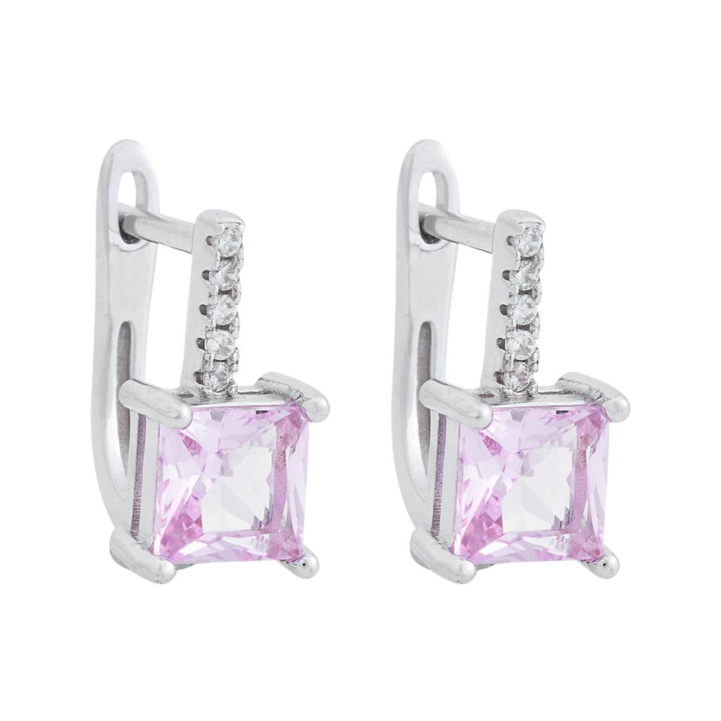 Kushal'S Fashion Jewellery 92.5 Pure Silver Rhodium-Plated Cz Stone Studded Hoop Earrings - 423670 : 423670
